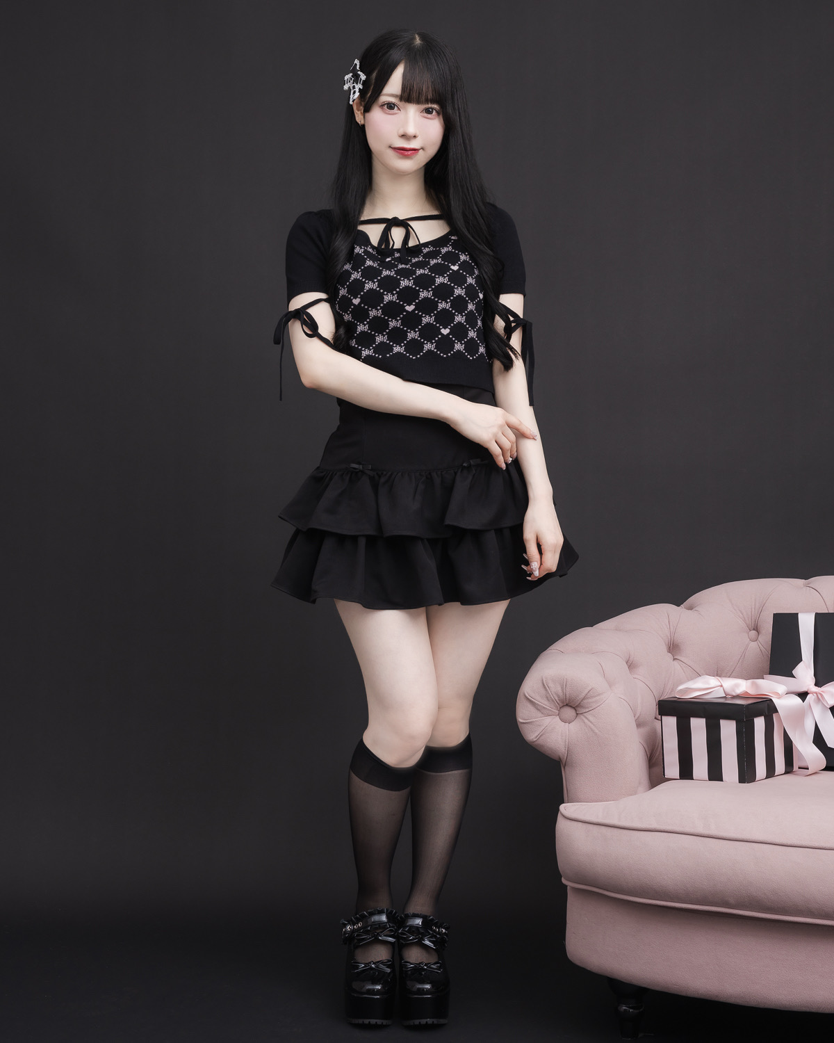 モデル身長:155cm/着用カラー:ブラック