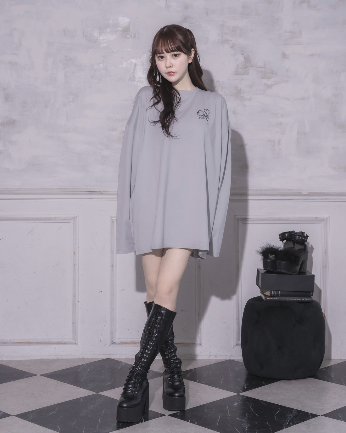 モデル身長：157cm/着用カラー：ブルーグレー