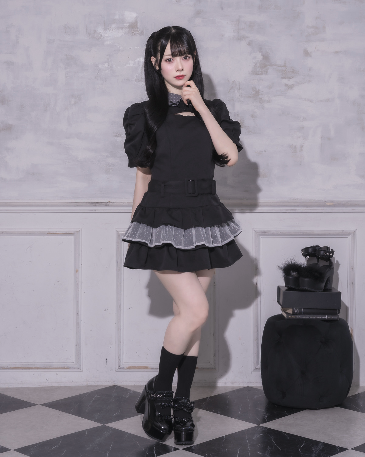 モデル身長:155cm/着用カラー:ブラック