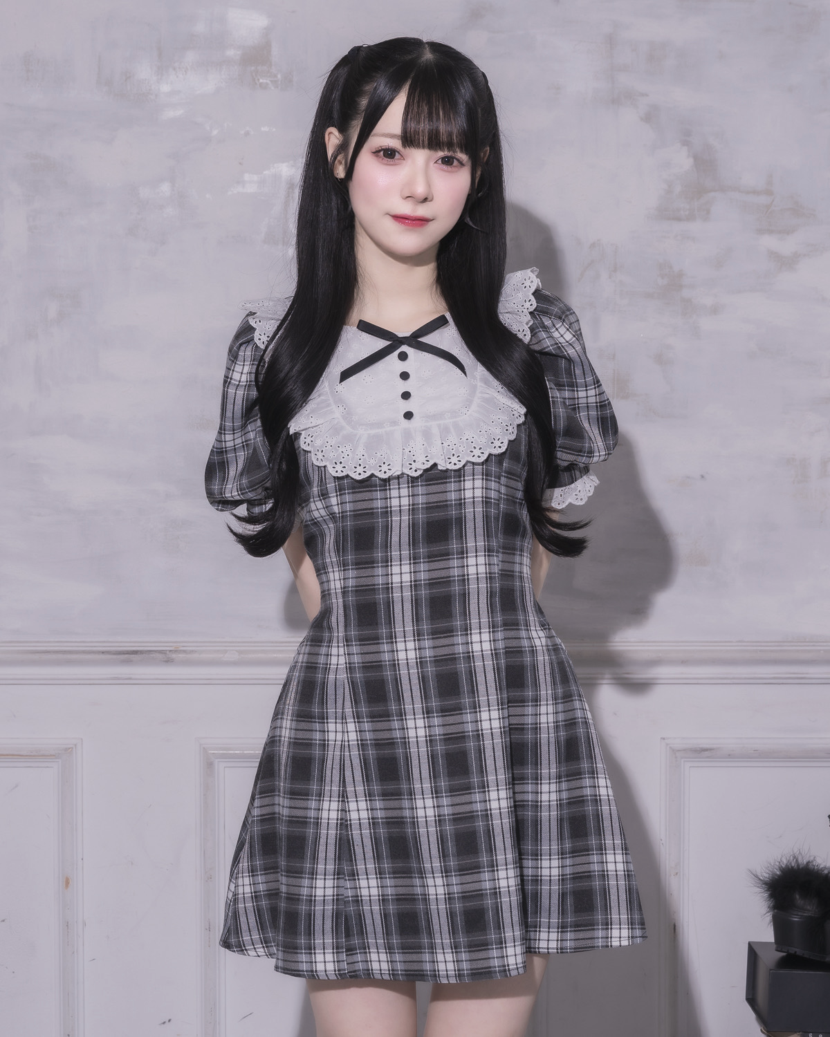 モデル身長：155cm/着用カラー : ブラックチェック