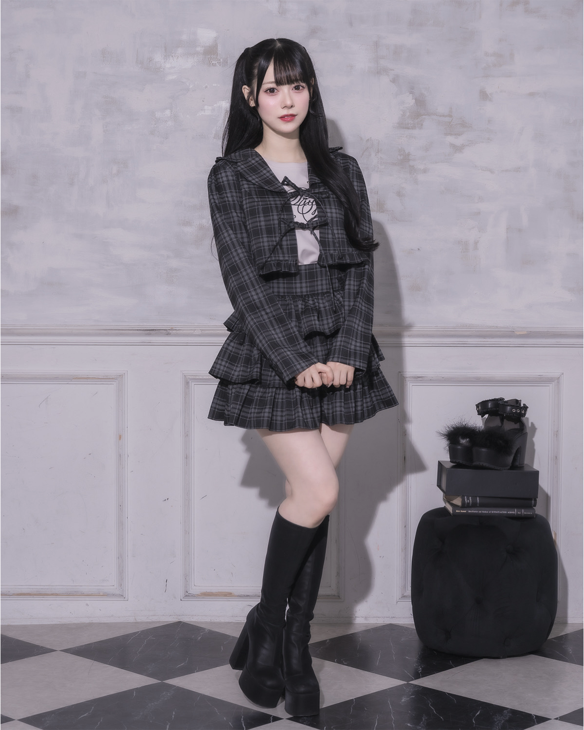 モデル身長:155cm/着用カラー:ブラック