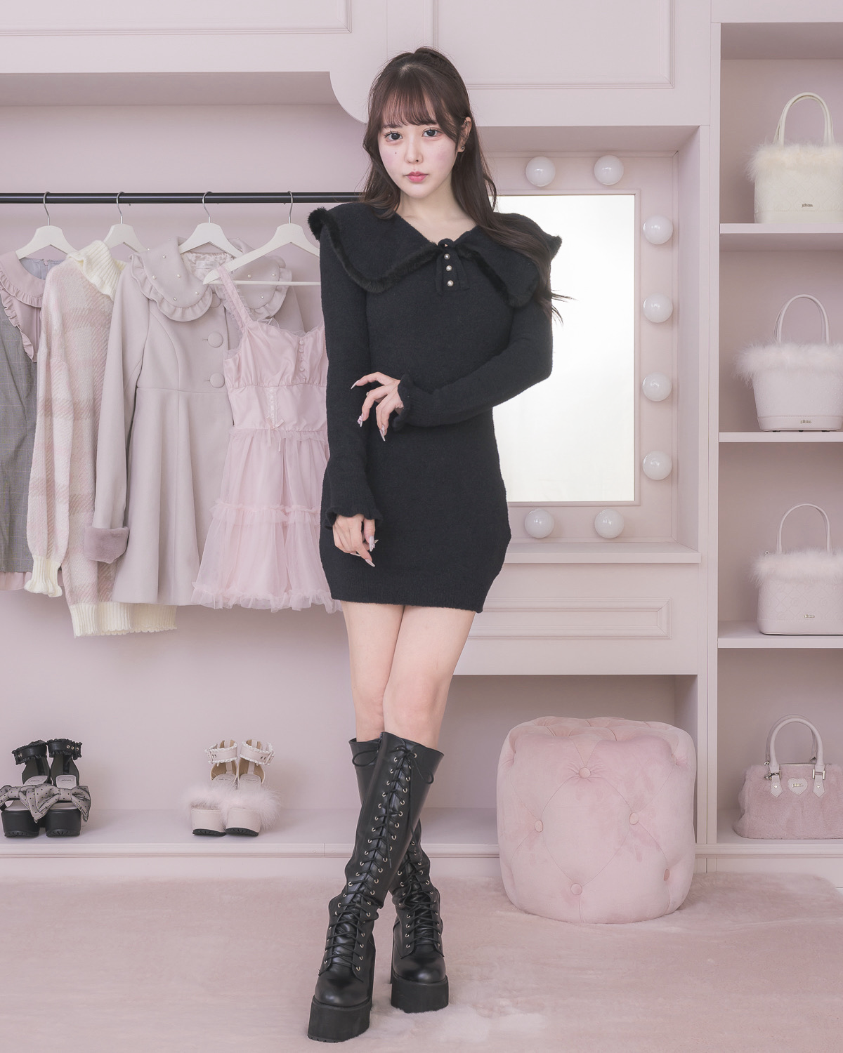 モデル身長:157cm/着用カラー:ブラック