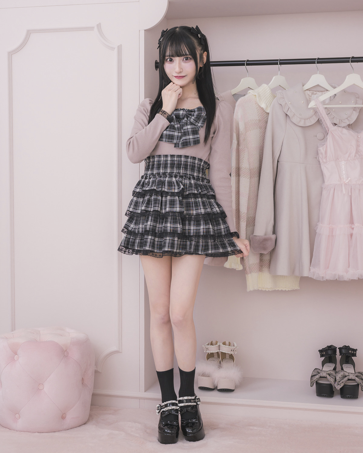 モデル身長:157cm/着用カラー:ピンク