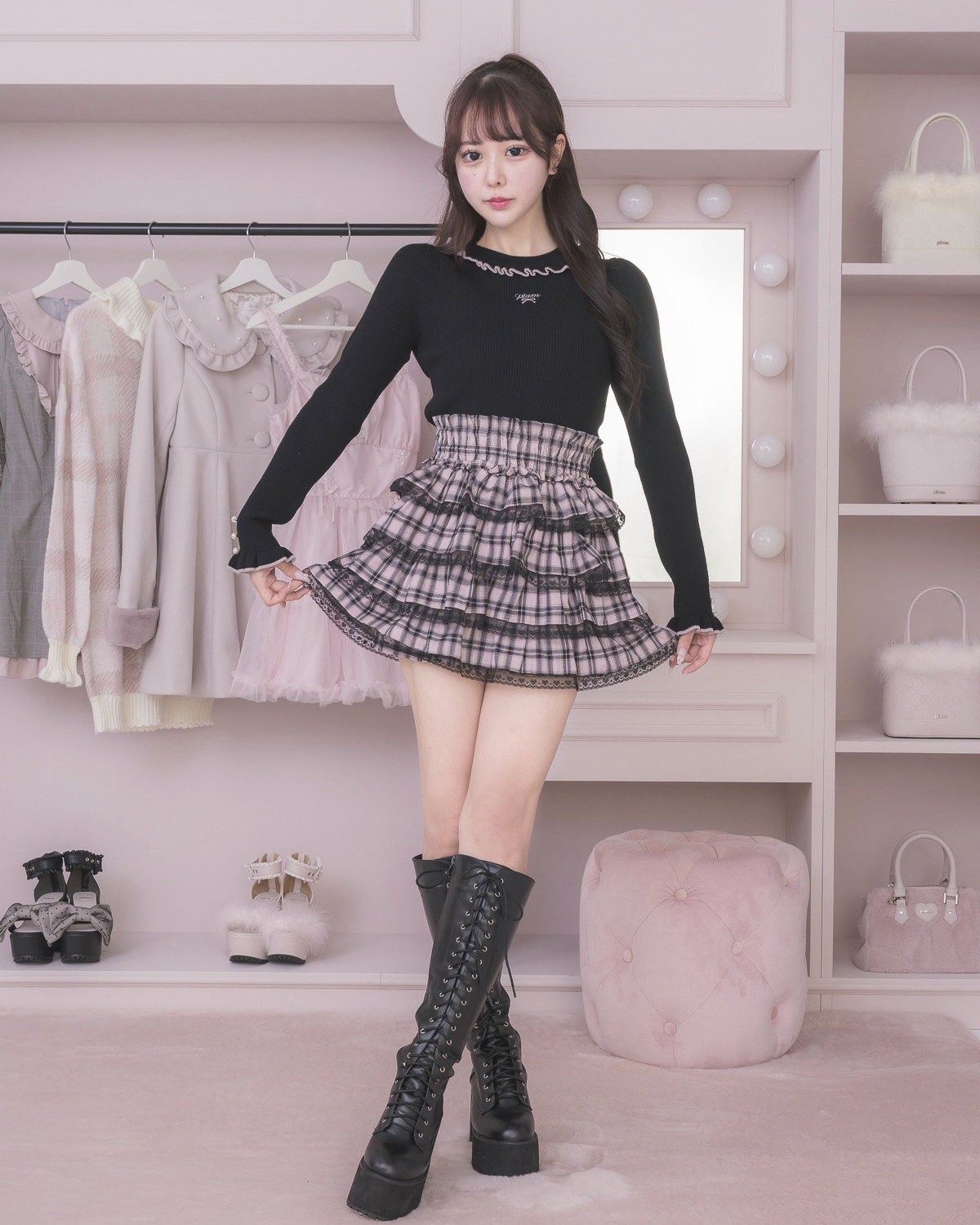 モデル身長：157cm/着用カラー:ピンク