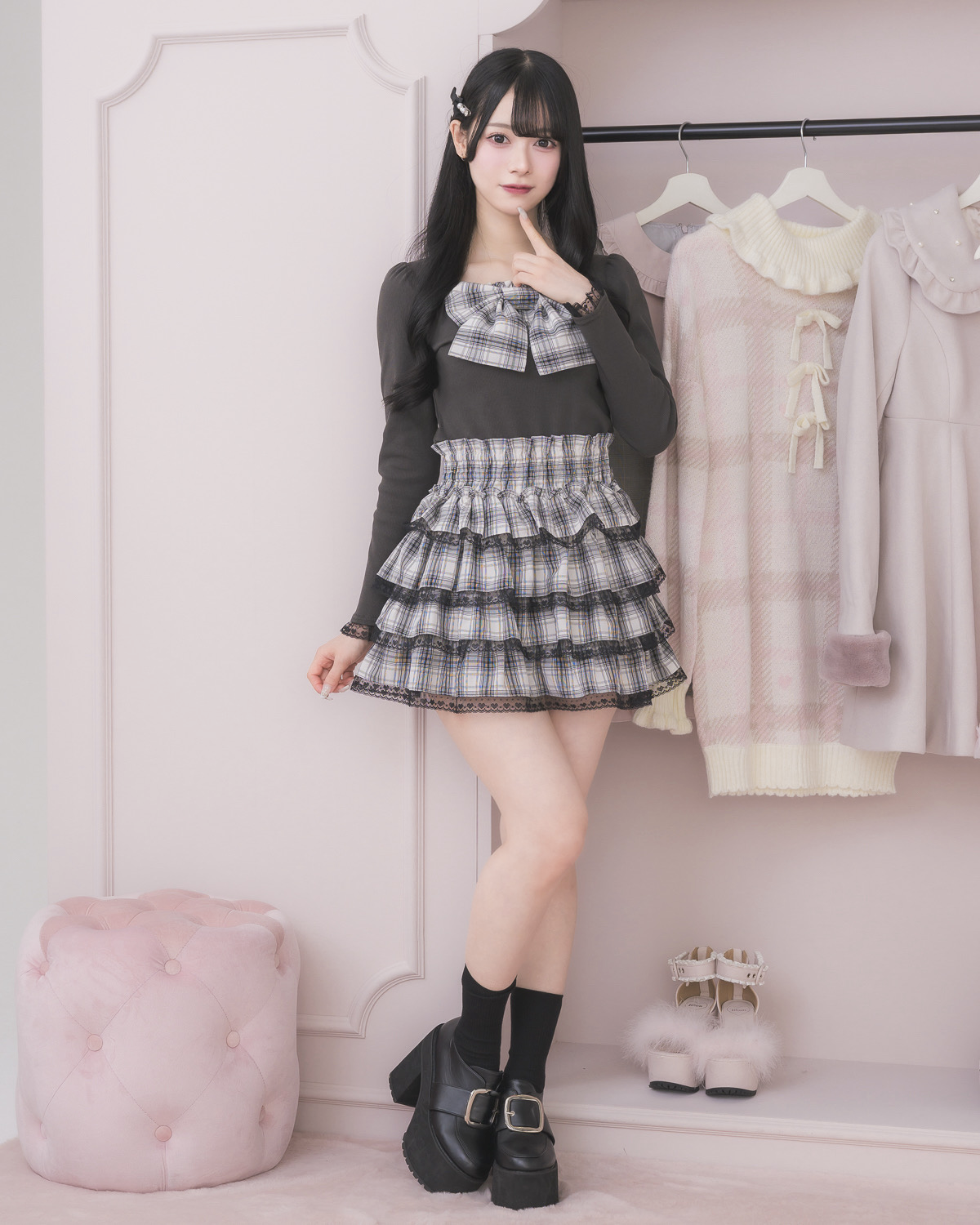 モデル身長:155cm/着用カラー:チャコール