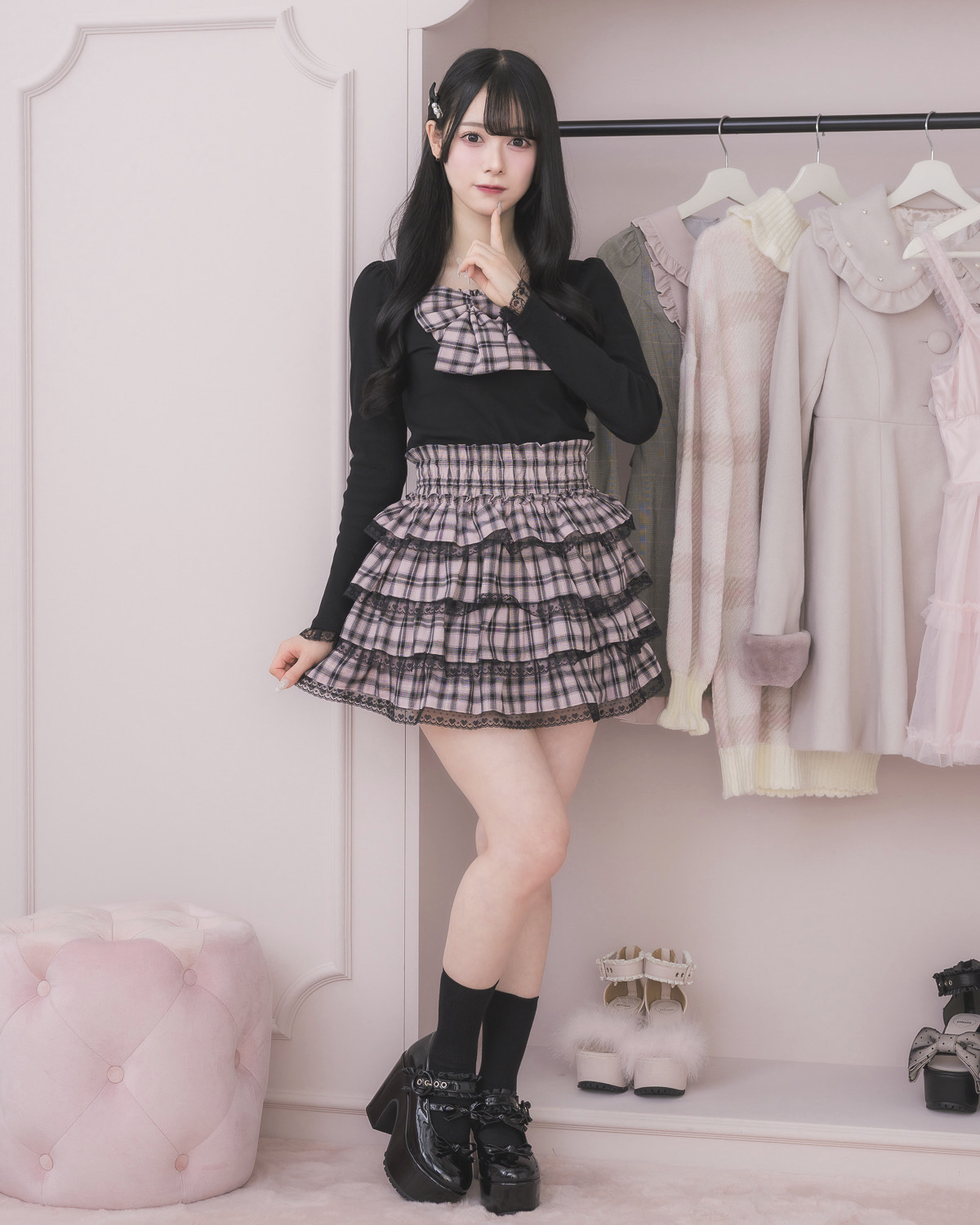 モデル身長:155cm/着用カラー:ブラック