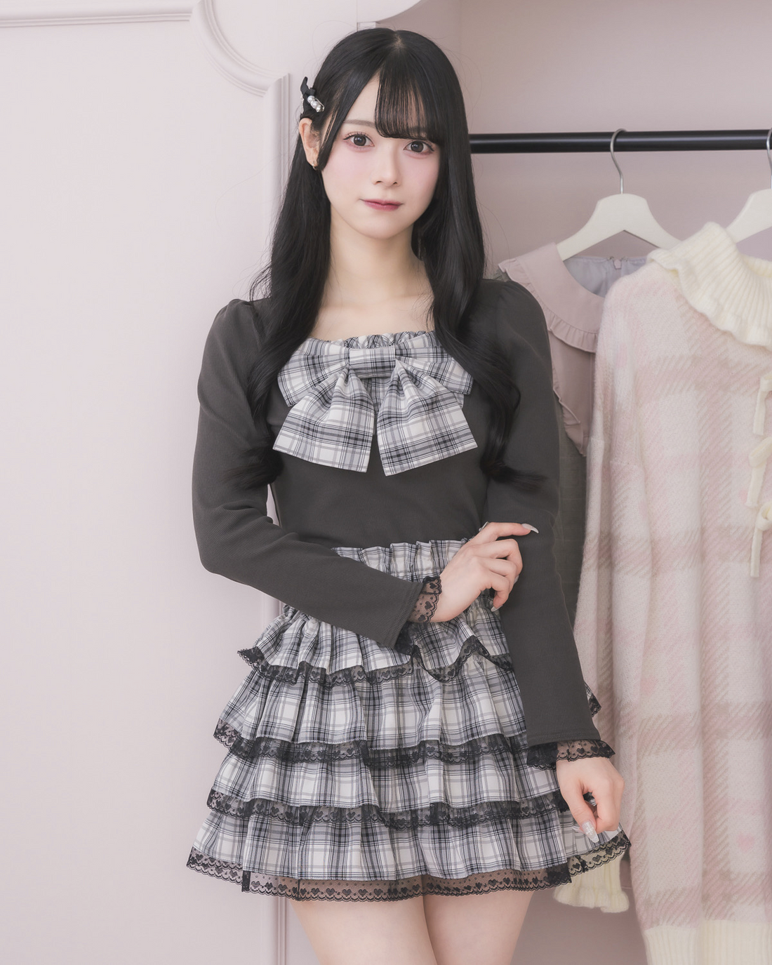 モデル身長：155cm/着用カラー:チャコール