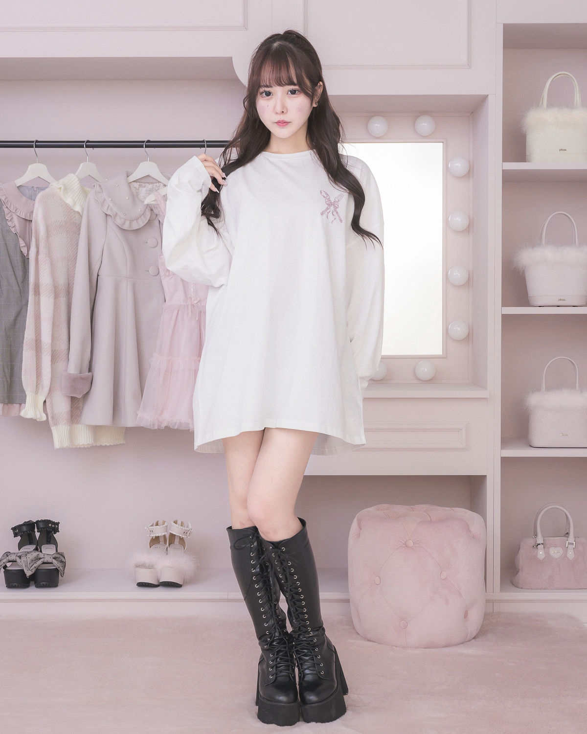 モデル身長:157cm/着用カラー:ホワイト