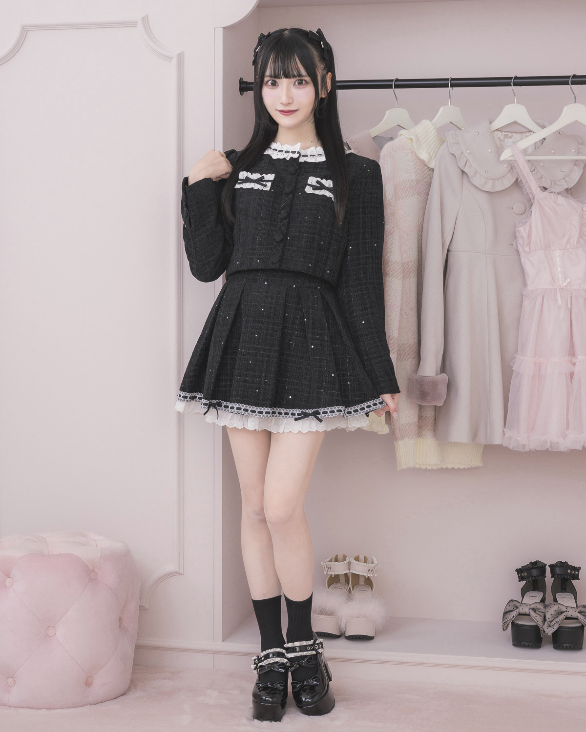 モデル身長:157cm/着用カラー:ブラック