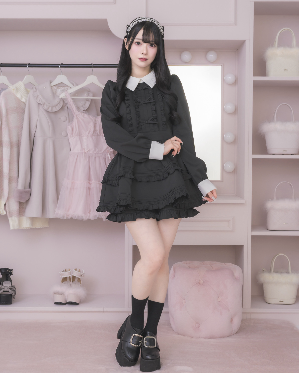 モデル身長:155cm/着用カラー:ブラック