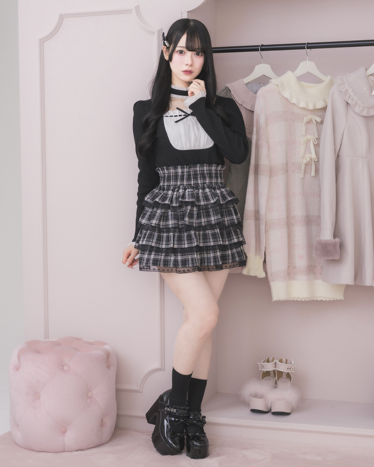 モデル身長:155cm/着用カラー:ブラック