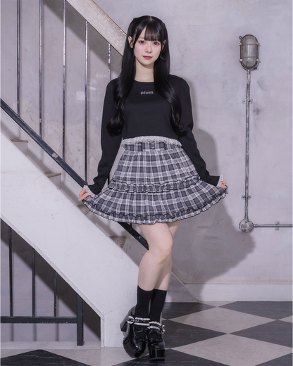 モデル身長：155cm/着用カラー:アイボリーチェック