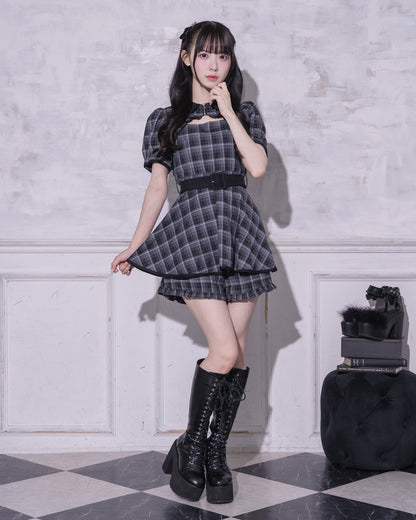 モデル身長：159cm/着用カラー:ブラックチェック