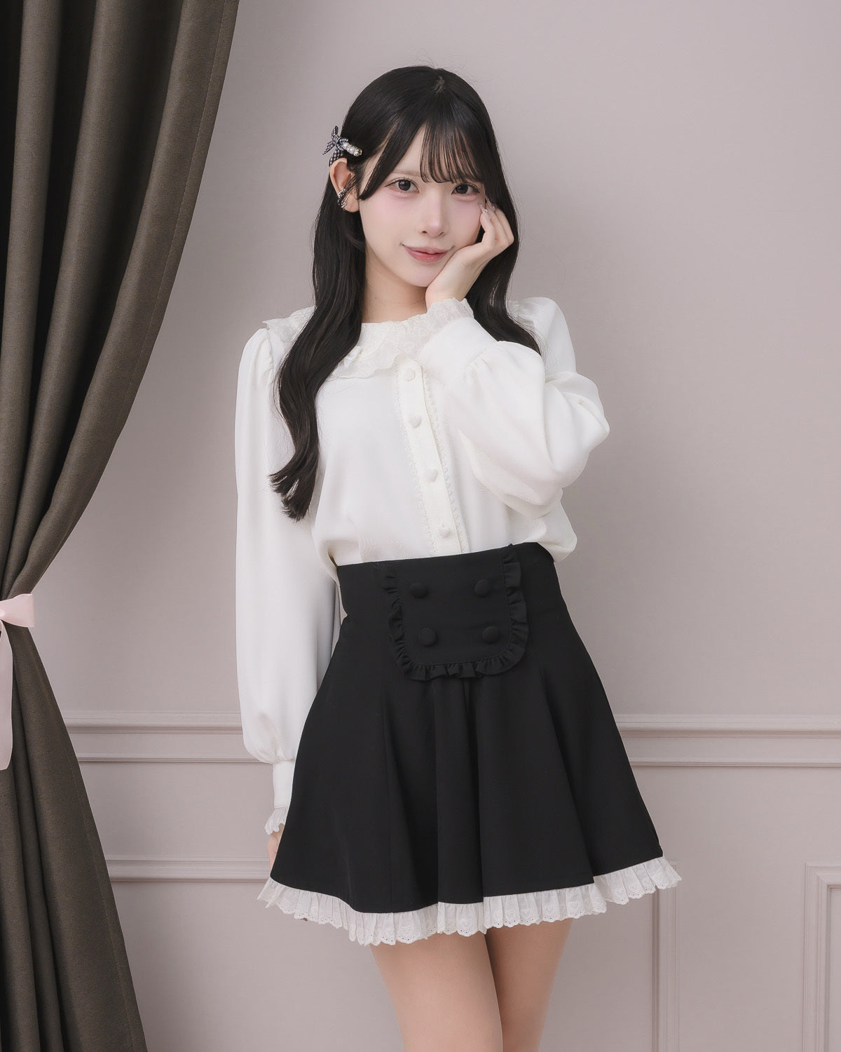 モデル身長：152cm/着用カラー:ホワイト