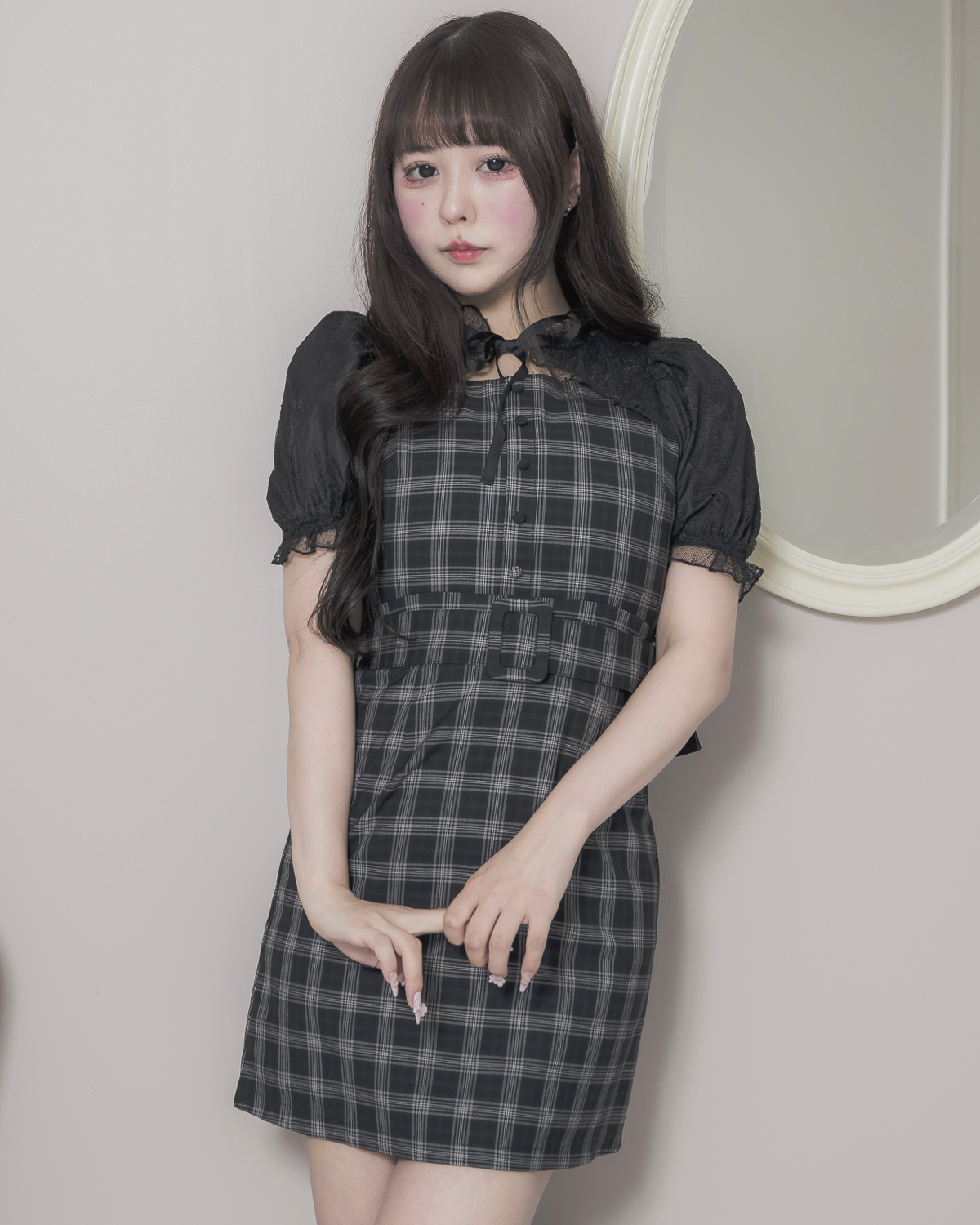 レースケープベルトミニワンピース