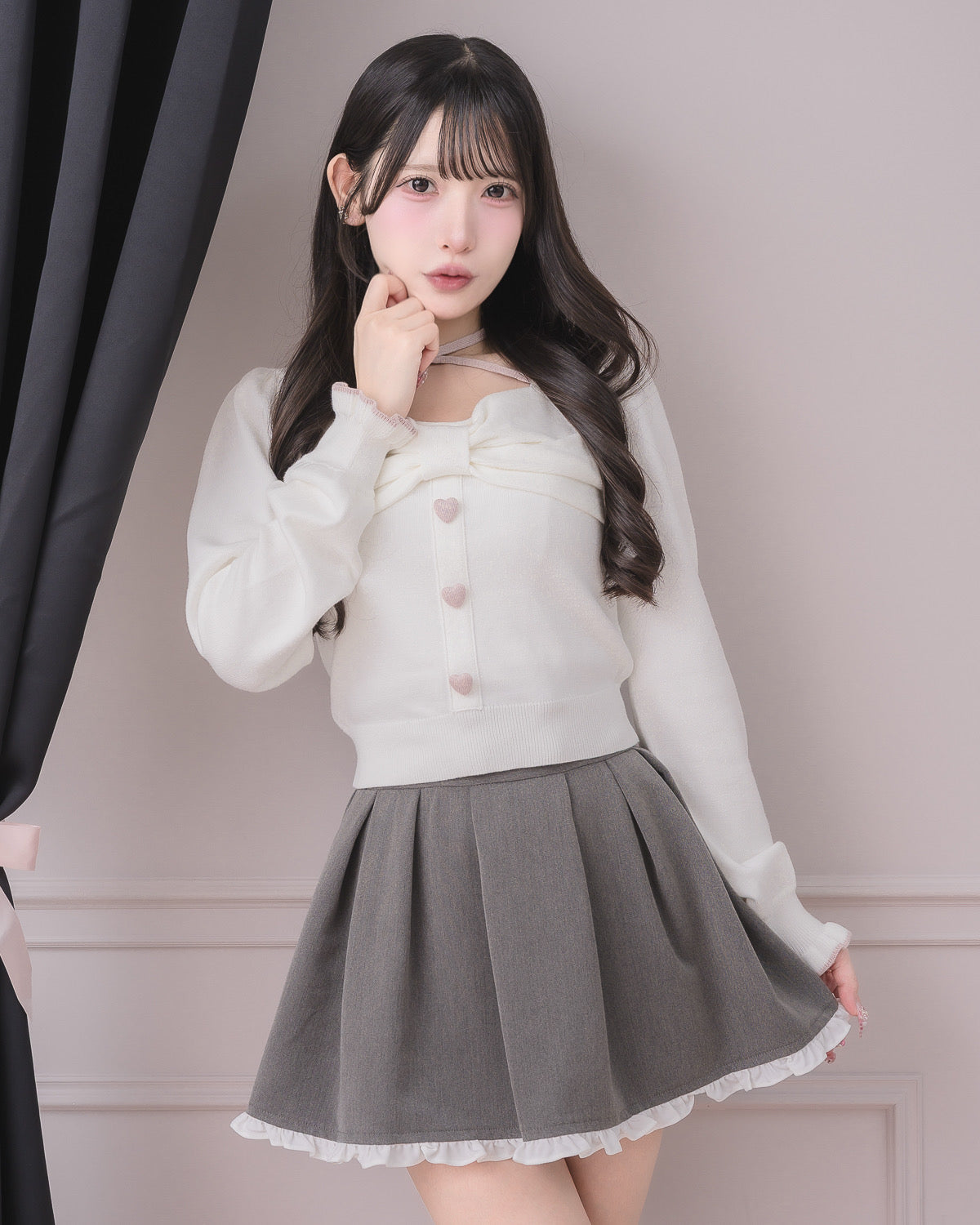 モデル身長:152cm/着用カラー:ホワイト