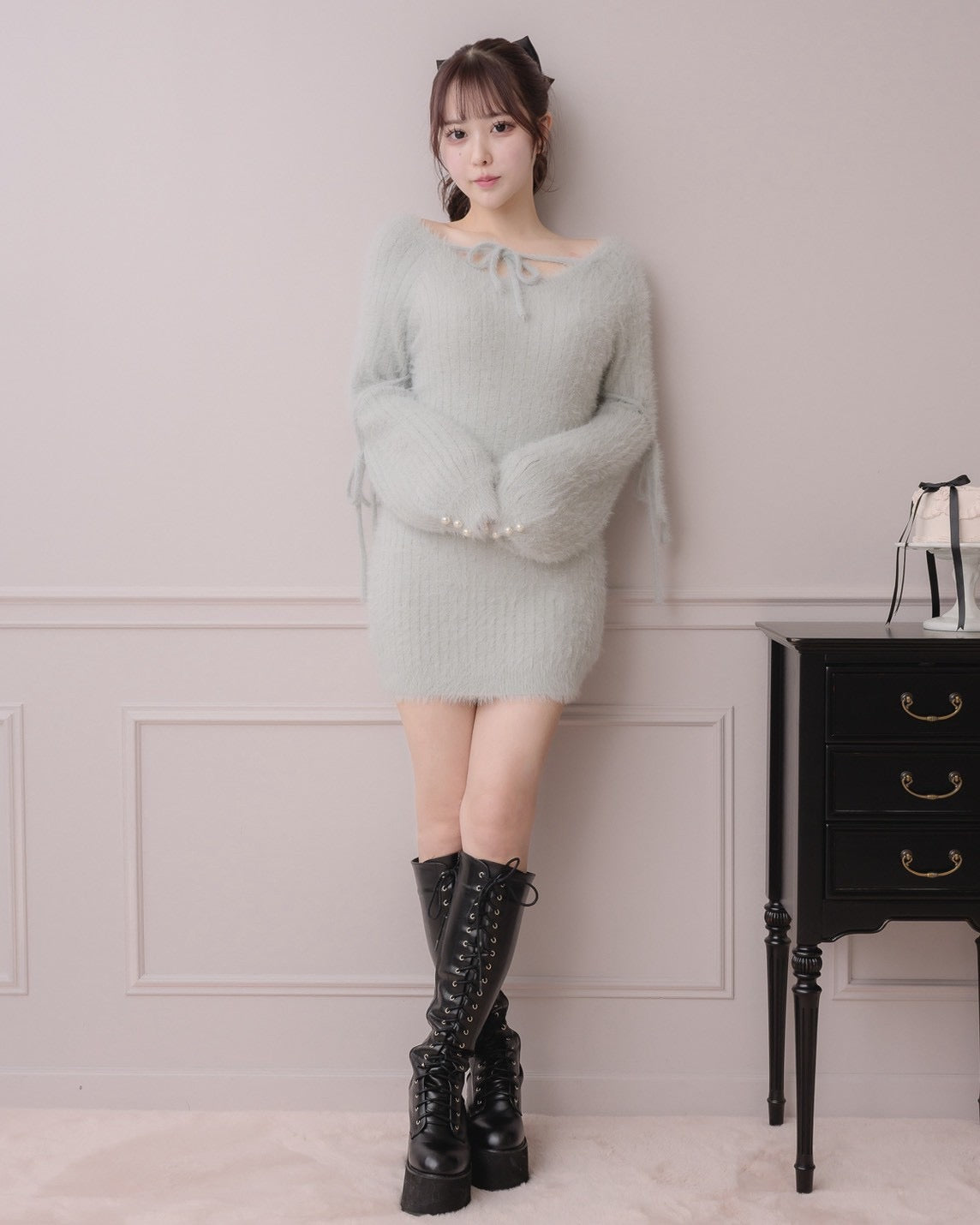 モデル身長：157cm/着用カラー：ブルーグレー