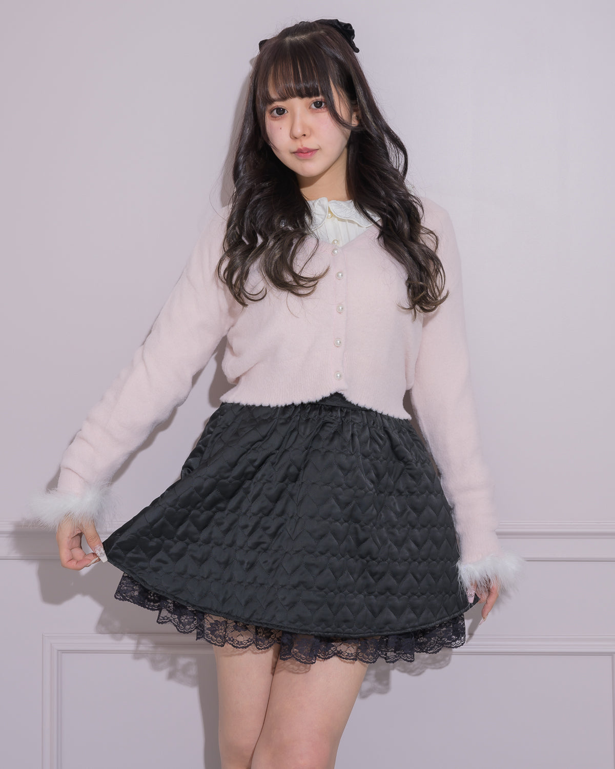 ファー付きマシュマロニットカーディガン