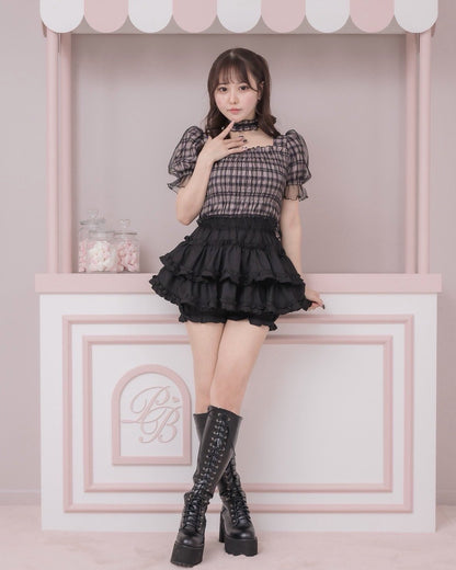 モデル身長：157cm/着用カラー : ピンクチェック