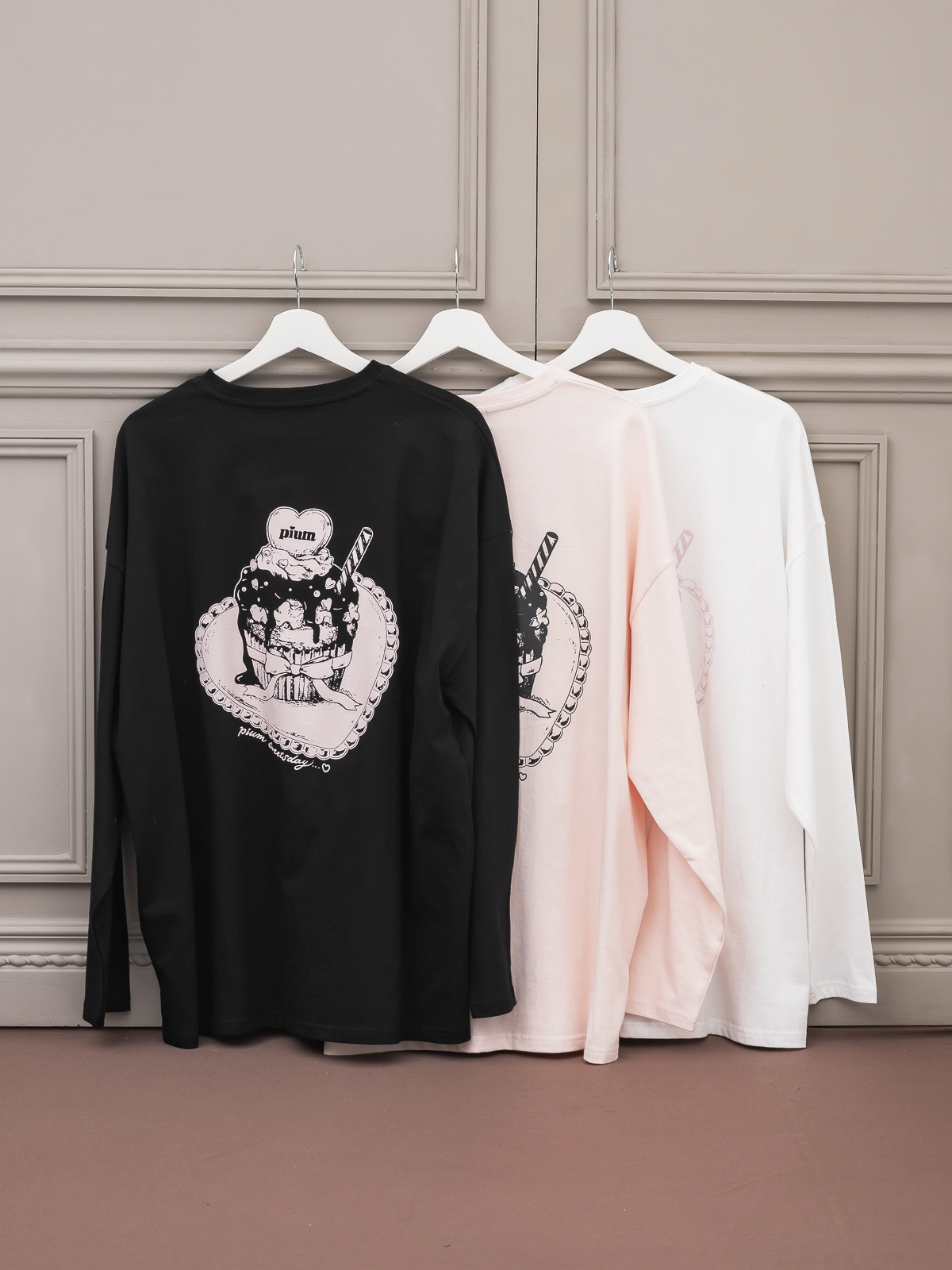 pium melty cupcake オーバーサイズロングTシャツ