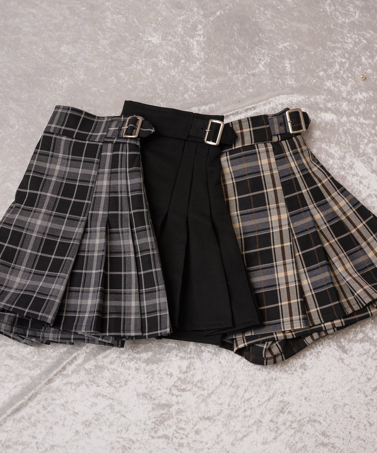 サイドベルトプリーツスカパン