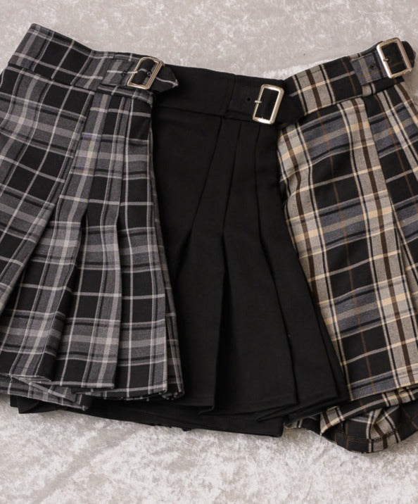 サイドベルトプリーツスカパン