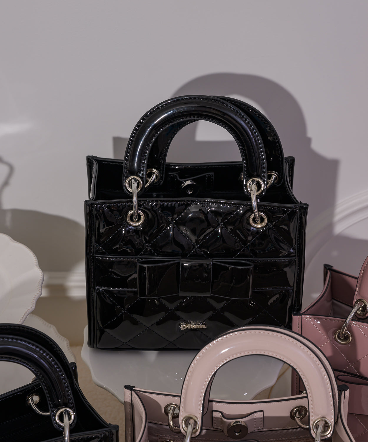 フロントリボンキルティングミニトート