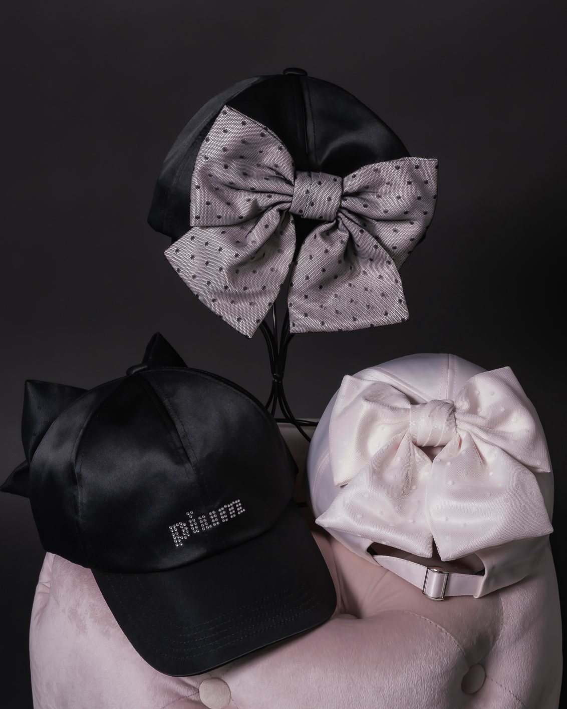 バックリボンサテンキャップ