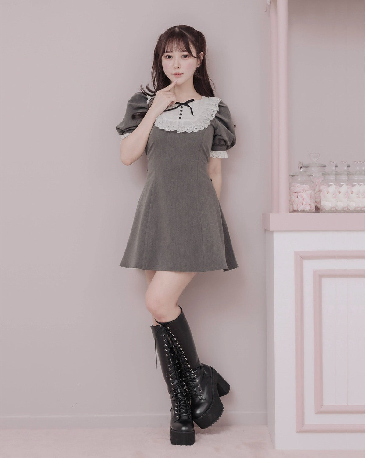 モデル身長：157cm/着用カラー：チャコール