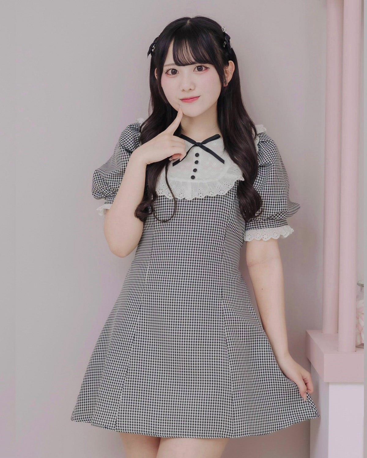 モデル身長：162cm/着用カラー：ギンガム