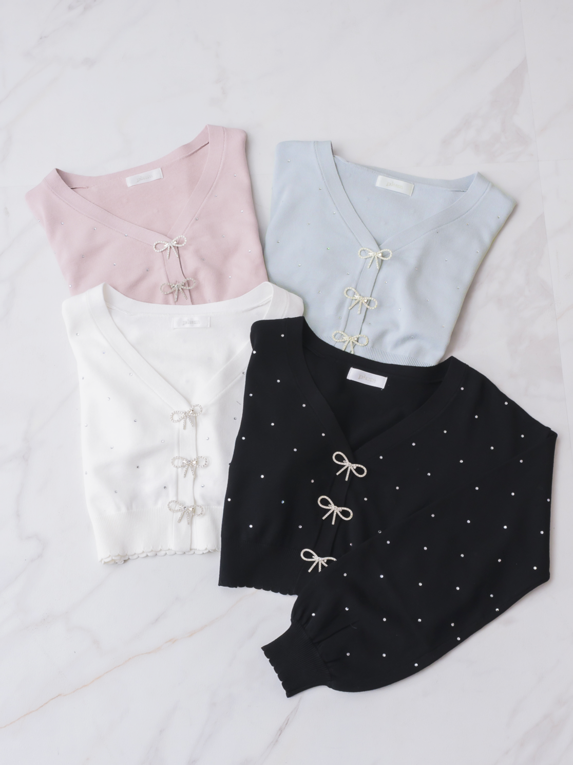 ビジューリボンニットカーディガン