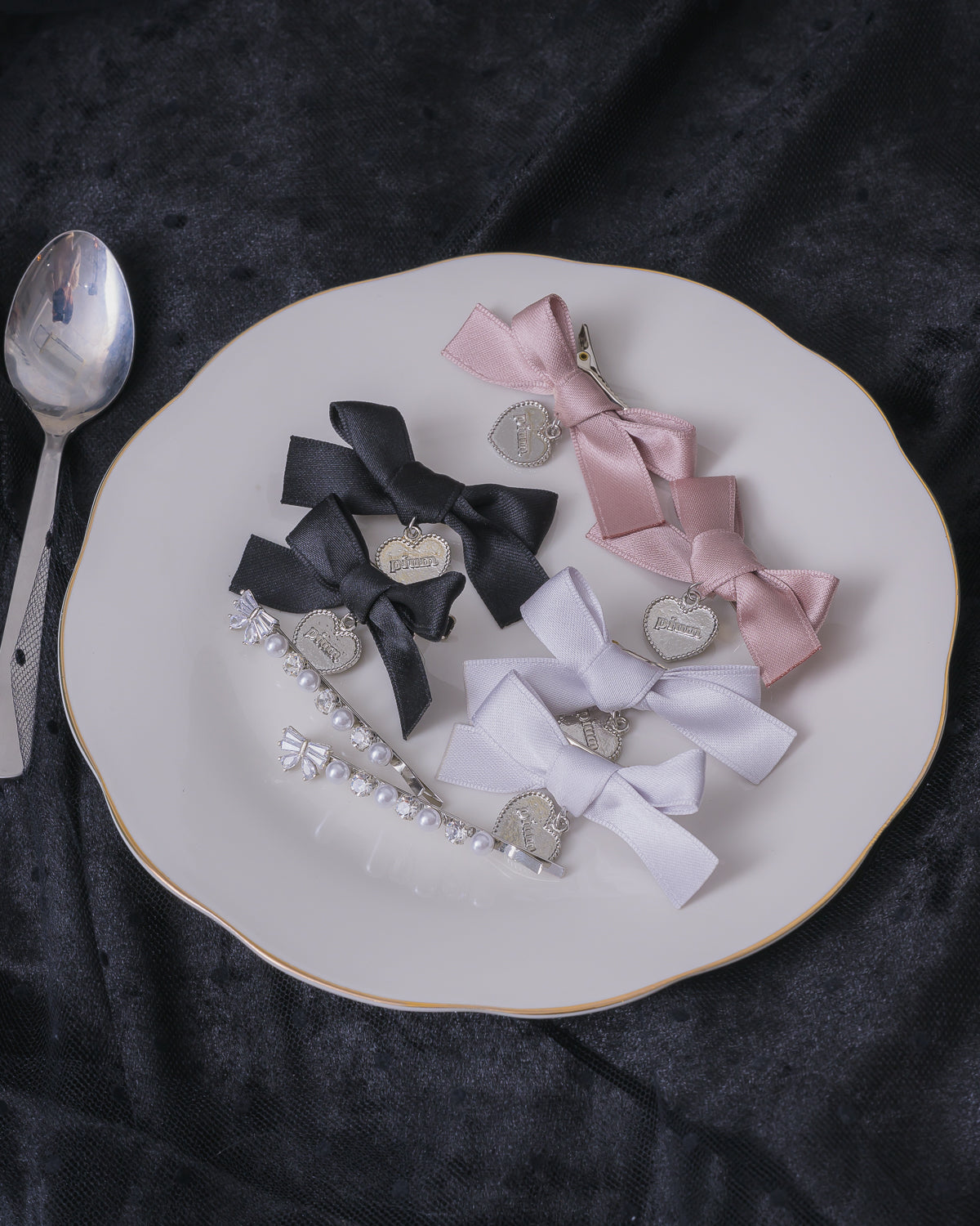 ビジューリボンヘアピンセット