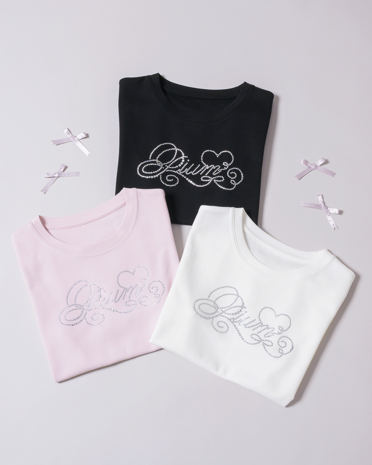 ラインストーンハートロゴTシャツ