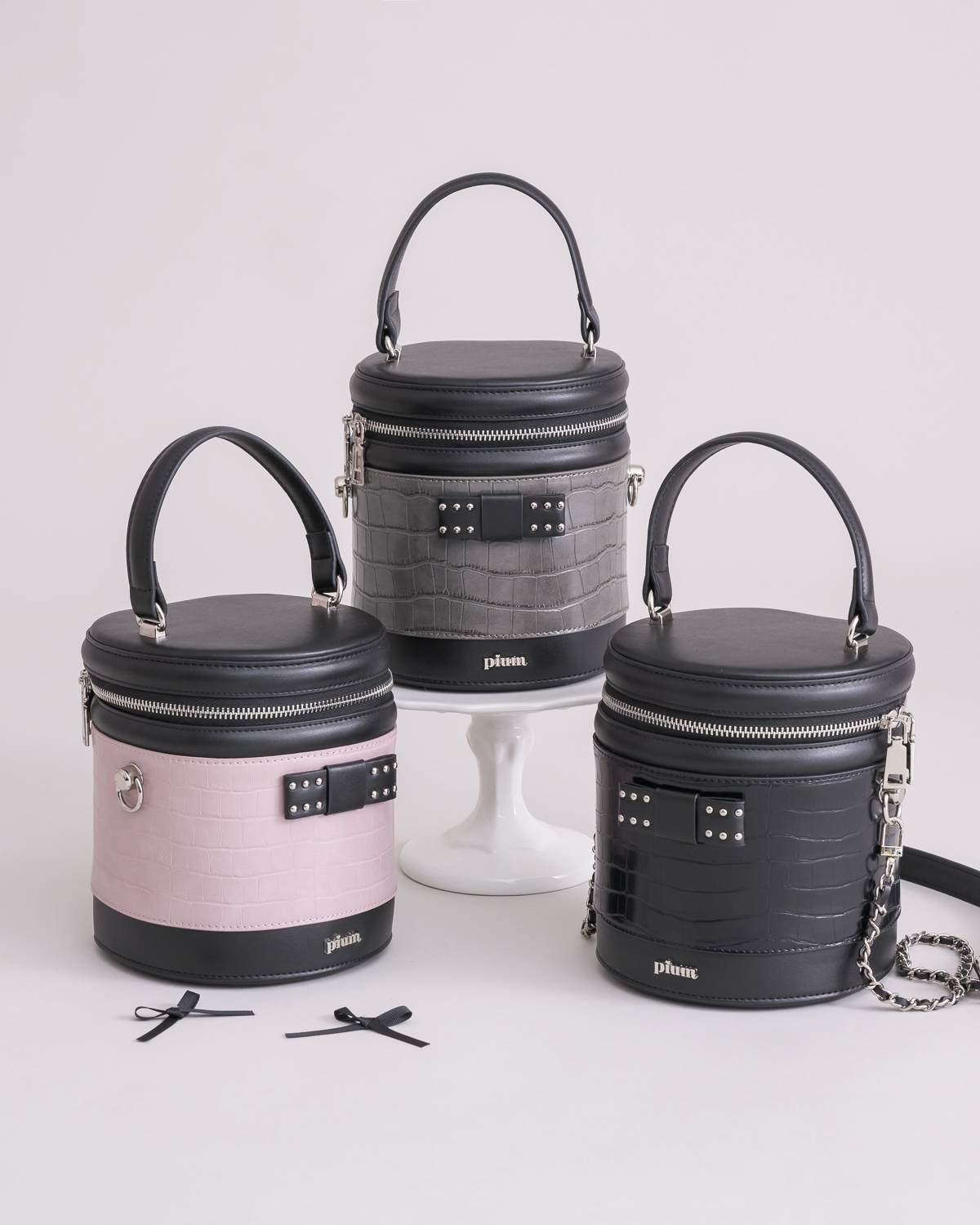 クロコ調ラウンドバニティバッグ