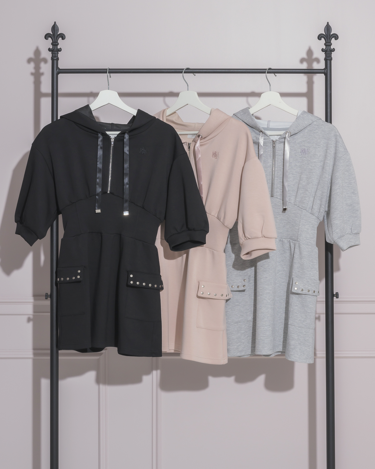 スタッズポケットスウェットワンピ