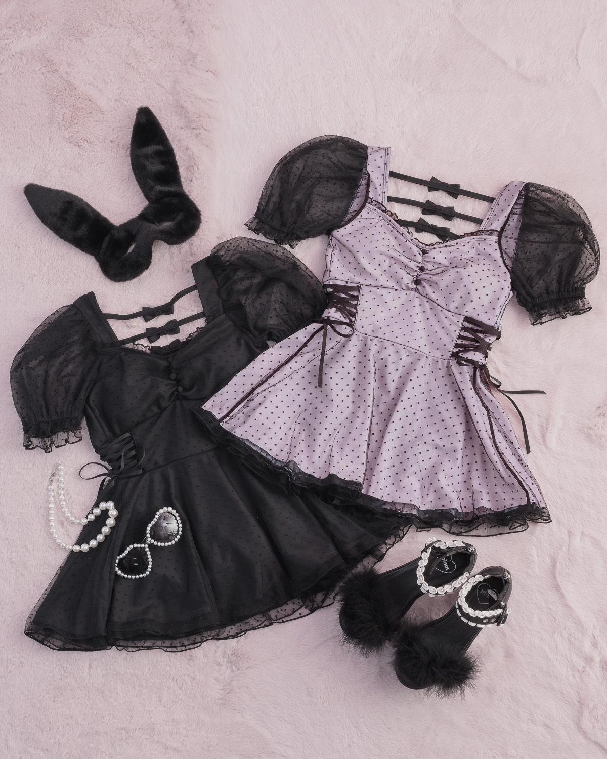 ドットチュールワンピーススイムウェア