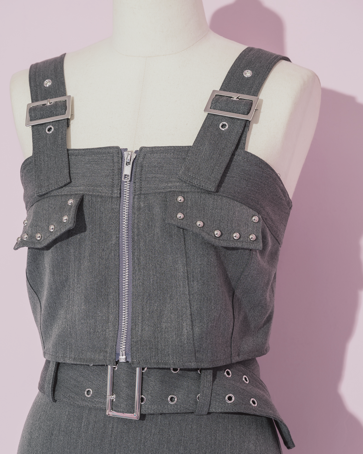 スタッズポケットビスチェセットアップ