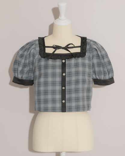 バイカラーフロントリボントップス