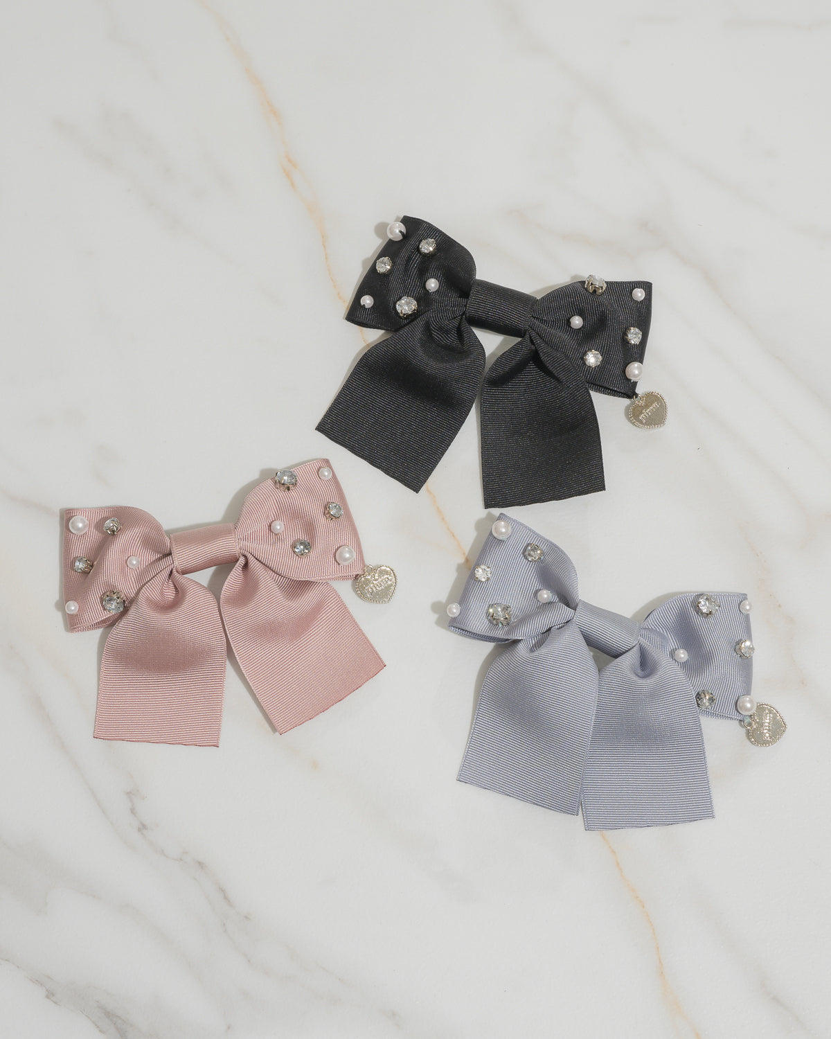 グログランビジューリボンバレッタ