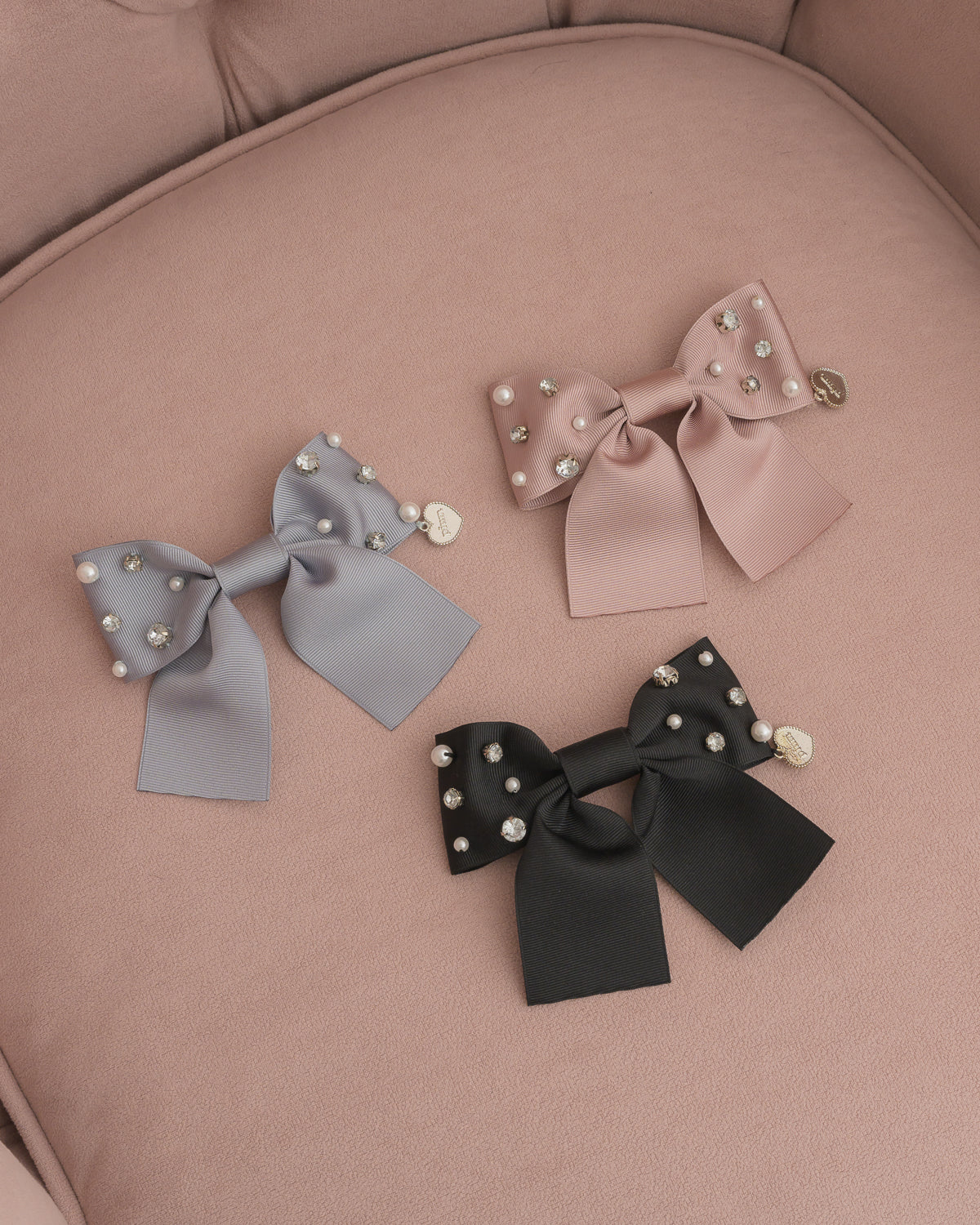 グログランビジューリボンバレッタ