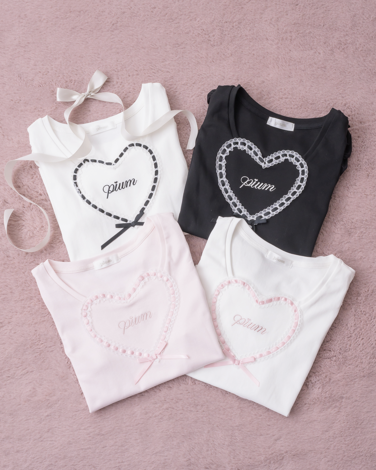 ハートレースパフスリーブTシャツ