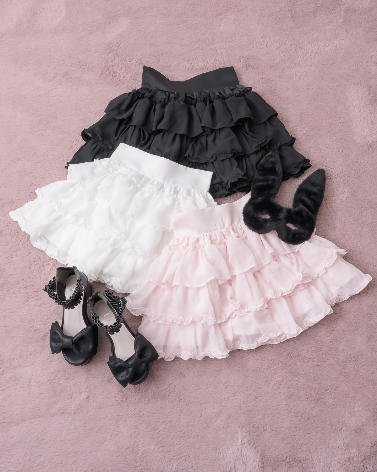 シフォンフリルティアードスカート