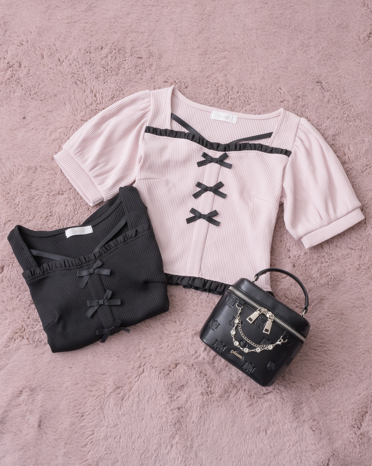 フロントリボンフリルカットソー