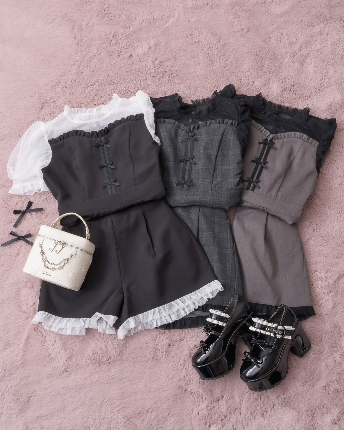 ドットチュールビスチェ風セットアップ