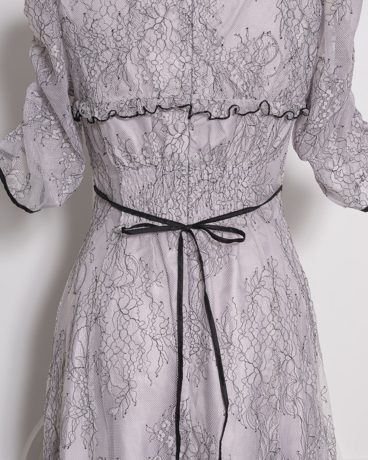 バイカラーレースケープロングワンピース