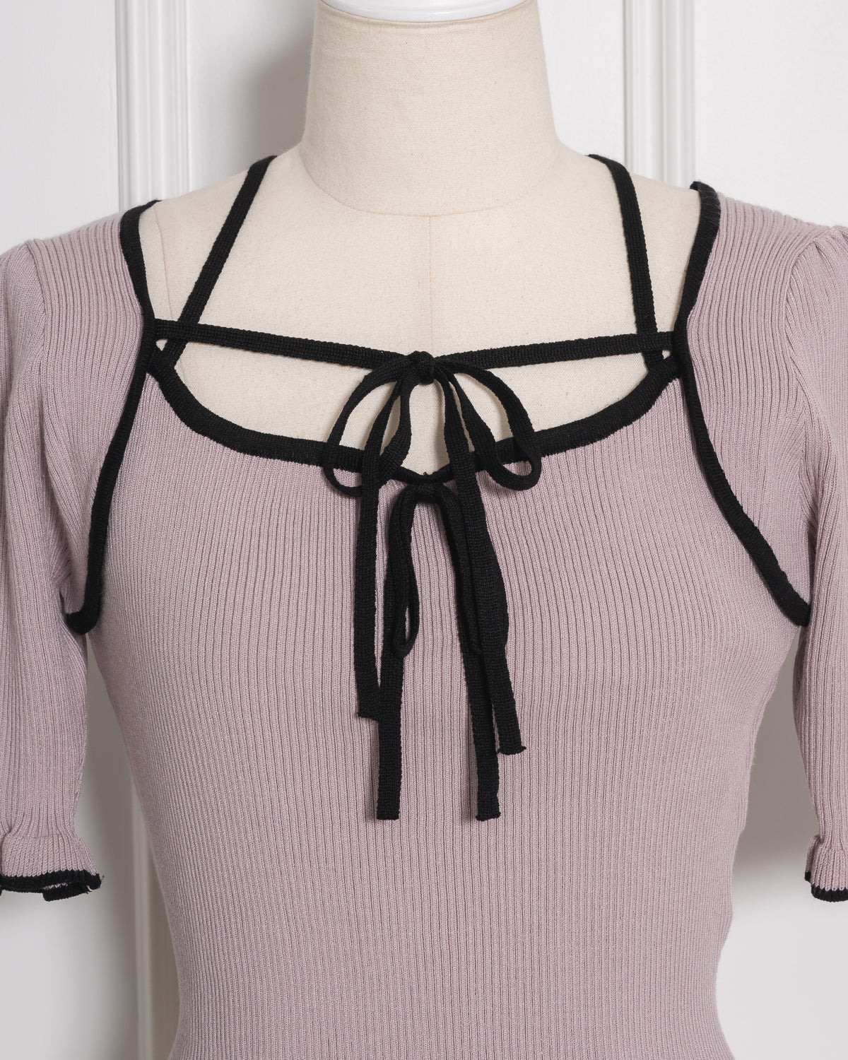 リボンテープ半袖ニット