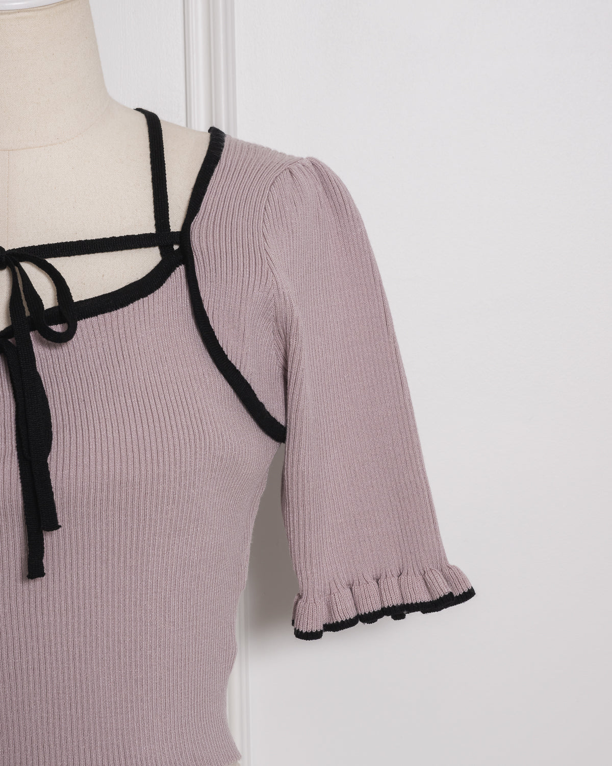 リボンテープ半袖ニット