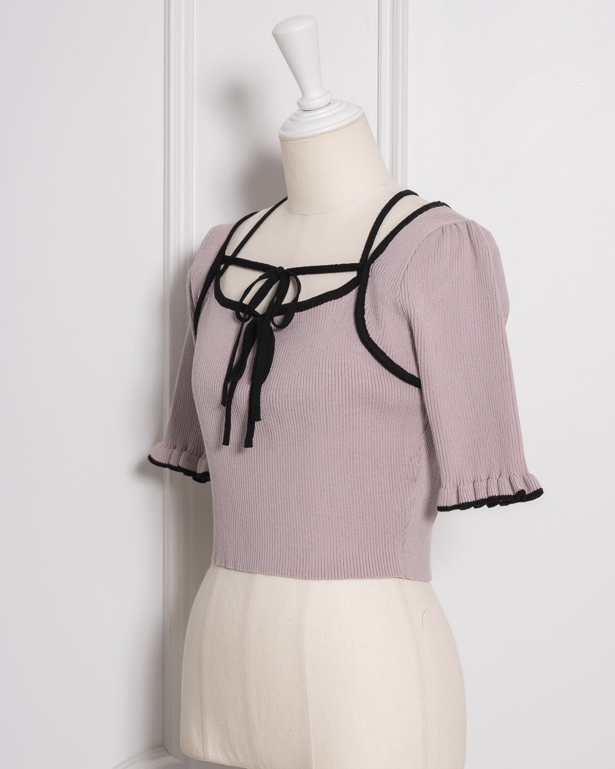 リボンテープ半袖ニット
