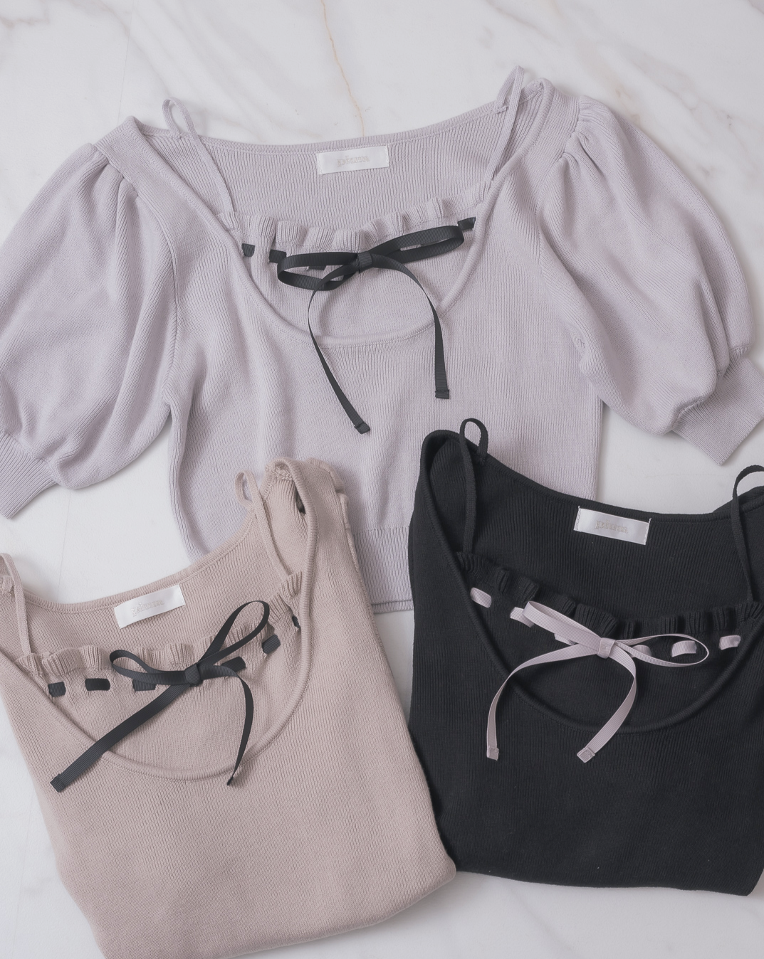 フリルキャミレイヤードニットトップス