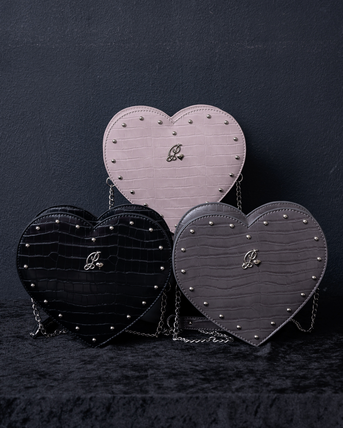 クロコ調ハートバッグ